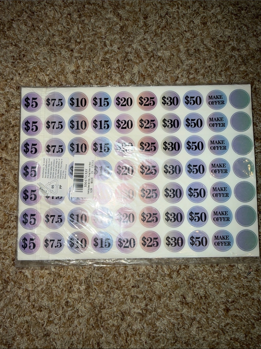 Starboling Garage Sale Stickers - 1400 Pcs, 1 Inch Big, Gradient Color Flea Mark